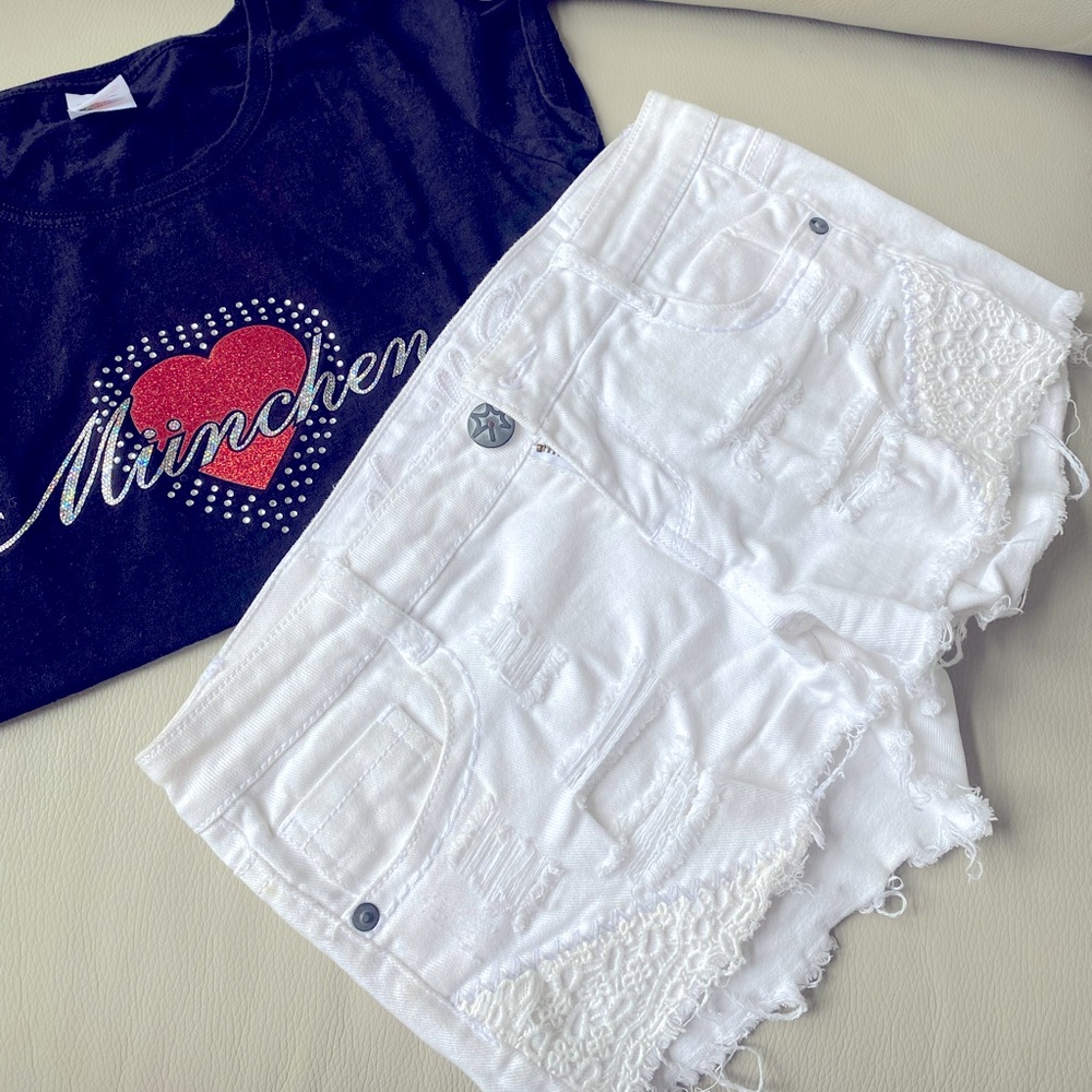 Vanilla Star White demin distressed Shorts